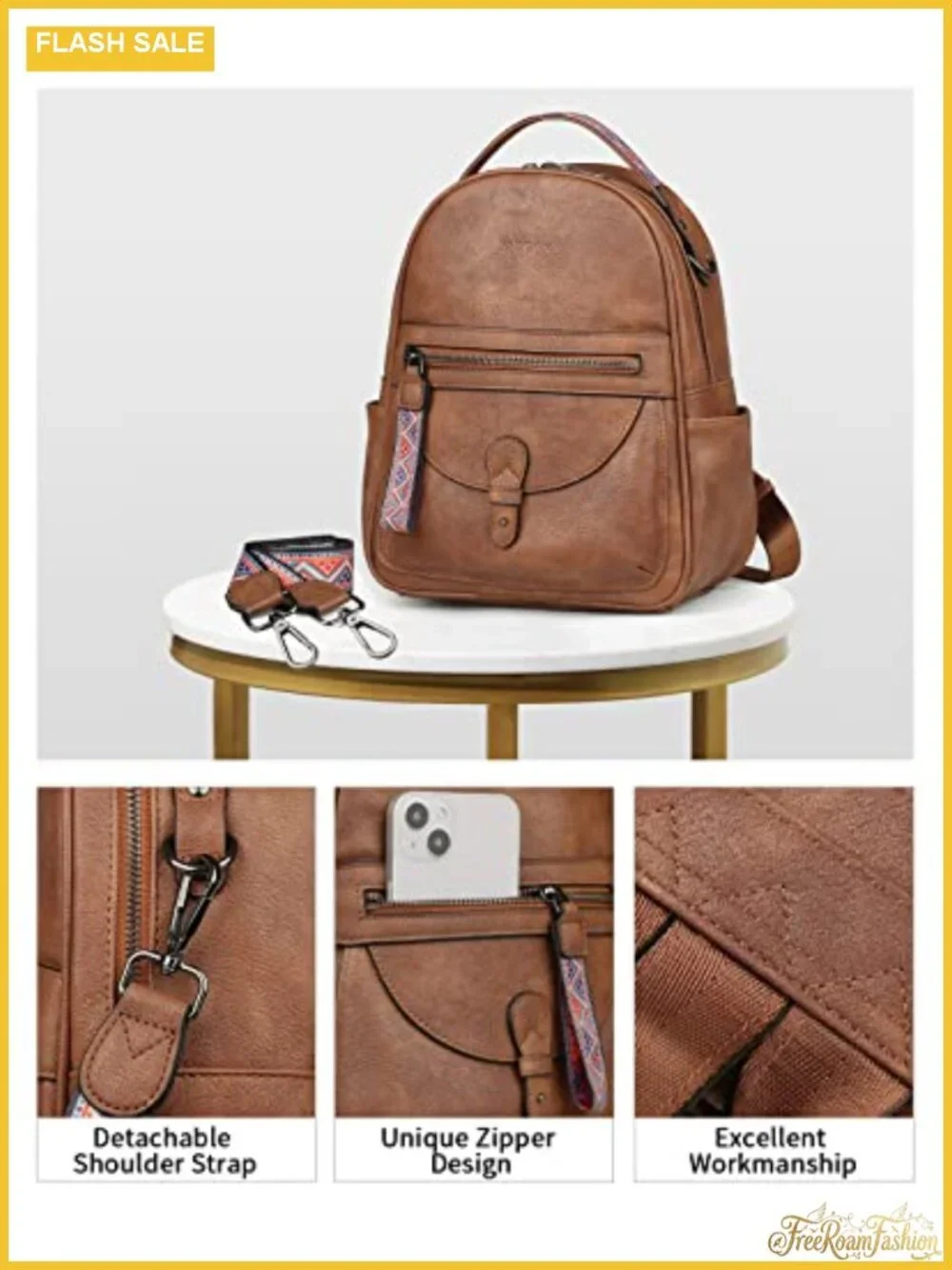 Vegan Leather Mini Backpack Purse for Women Small Daypack Travel